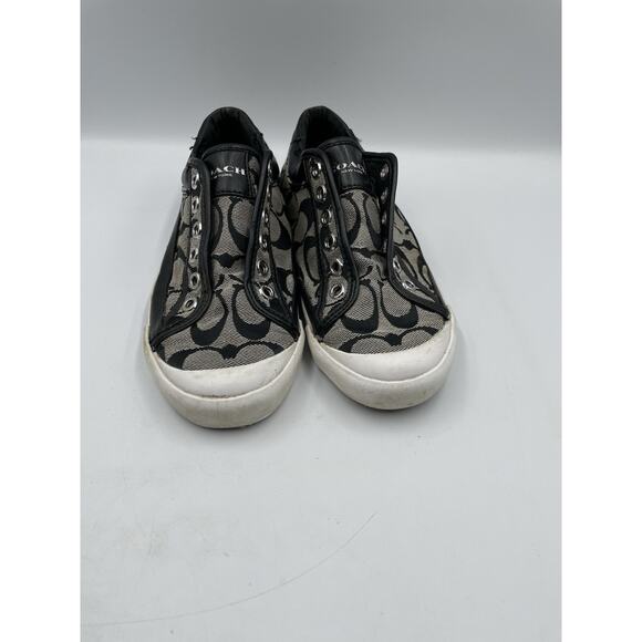 Coach Monogram Slip-On Sneakers Womens Shoe Size 6.5 Black - Picture 1 of 7